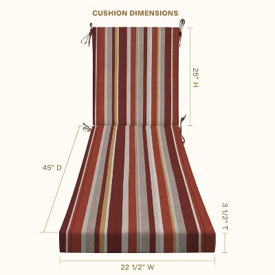 Stripe Brick Outdoor Chaise Lounge Cushion with Polyester Fiber