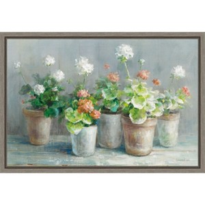 Amanti Art Farmhouse Geraniums in Vases by Danhui Nai Canvas Wall Art Print Framed 23 x 16-in. - 1 of 4