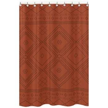 Sweet Jojo Designs Shower Curtain 72in.x72in. Boho Geometric Orange and Black