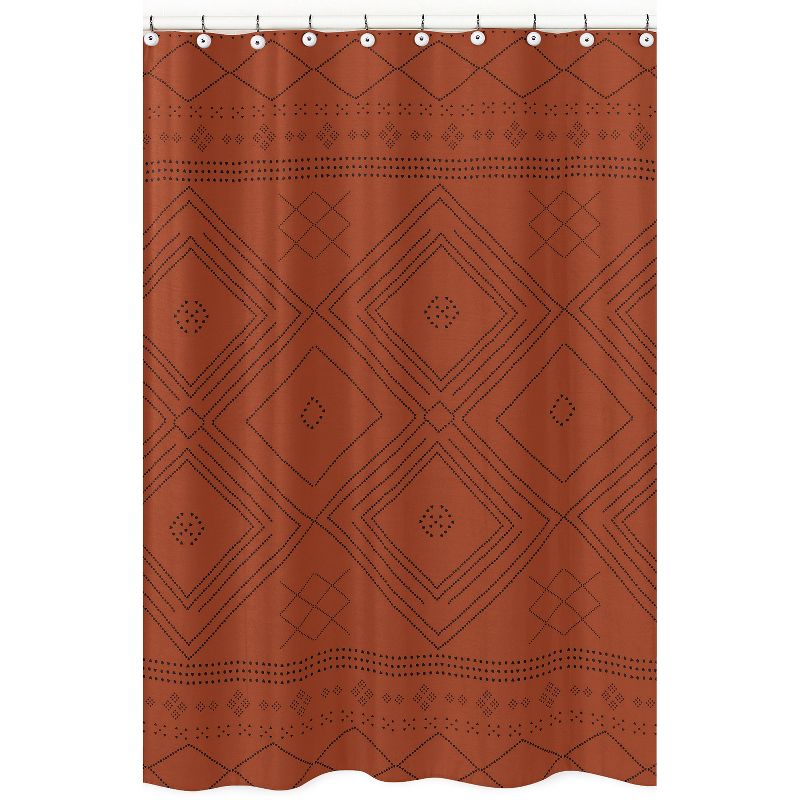 Sweet Jojo Designs Shower Curtain 72in.x72in. Boho Geometric Orange and Black, 1 of 7