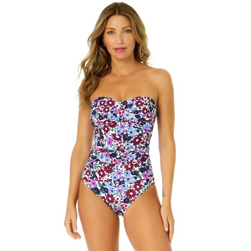 Anne Cole Women's Meadow Bouquet Twist Front Shirred One Piece Swimsuit -  Multi 6