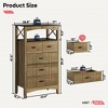 Bestier Rustic Storage Cabinet Organizer Table with 2 Display Shelves and 5 Drawers for Living Room, Office, Bedroom, or Hallway, Brown - 3 of 4