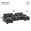 123"W Modern U-Shaped Sofa with Console, Cup holders and USB Ports, 6-seat Upholstered Couch Set with Chaise - ModernLuxe - 3 of 4