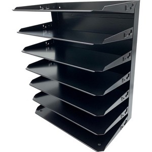Huron - Horizontal Slots - Desk Organizer - 7 Compartments - Steel - Black - 15 in. x 15 in. x 8.8 in. - 1 Each - 1 of 3