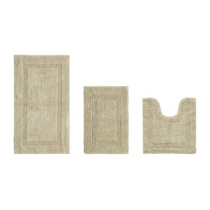 Lux Premium 100% Cotton  Ultra-Soft Tufted Solid Reversible 3 Piece Bath Rug Set, Water-Absorbent, Durable, Machine Washable Bathroom Rug - 1 of 4