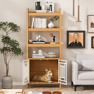 VYNXARIA Furniture Style 2 IN 1 PET FRIENDLY Dog Crate Ladder Bookcase - 1 of 4