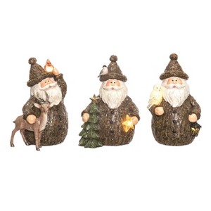 Transpac Resin Light Up Rustic Santa Figurine Set of 3 Christmas Home Decorations - 1 of 1