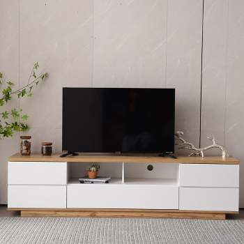 Modern TV Stand for TVs up to 80", Media Console with Multifunctional Storage, Entertainment Center with Door Bounce - ModernLuxe