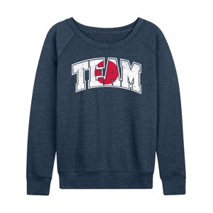 Women's - Instant Message - Team Japan Lightweight French Terry Wide Neck Long Sleeve Graphic Shirt - 1 of 4