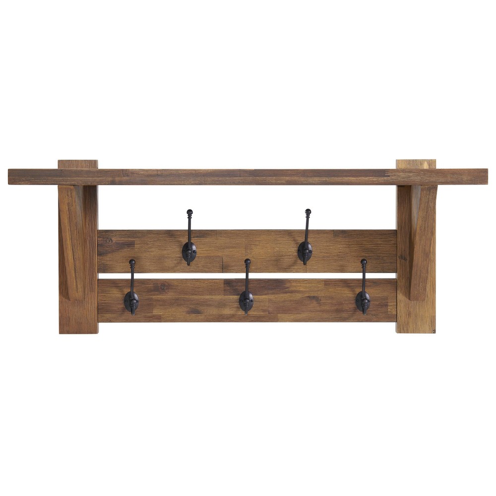 Photos - Other interior and decor 40" Bethel Acacia Wood Coat Hook with Shelf Natural - Alaterre Furniture
