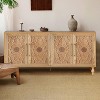 Vynxaria Carved Flower Door Large Storage Cabinet With Metal Handle Suitable For Living Room, Kitchen, Entryway(NATURAL WOOD) - 2 of 4