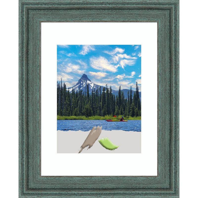 11&#34;x14&#34; Matted to 8&#34;x10&#34; Opening Size Upcycled Wood Picture Frame Art Teal/Gray - Amanti Art, 1 of 11