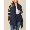 Agnes Orinda Women's Plus Size Christmas Asymmetric Colorblock Open Front Knit Cardigans - 2 of 4