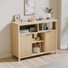 FONTOI Sideboard Buffet Cabinet with 2 Doors, Storage Cabinet with Ample Storage, Fluted Buffet Cabinet with Gold Handles, Wood, 39.4*13.8*31.5 - 3 of 4