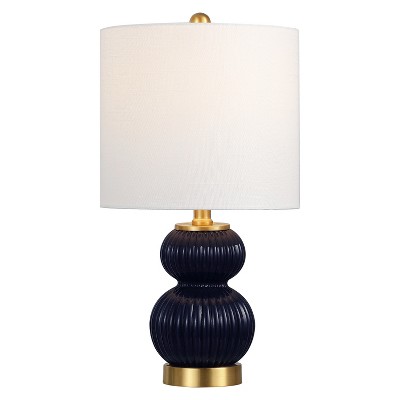 JONATHAN Y Daphne Contemporary Transitional Metal/Glass Ribbed Gourd LED Table Lamp