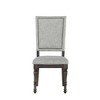 Asian Hardwood Upholstered Back Chair (Set of 2) with Nailhead Detailing, Dark Pewter Nailheads, Web Back, Turned Legs, and Slate Finish - 2 of 4
