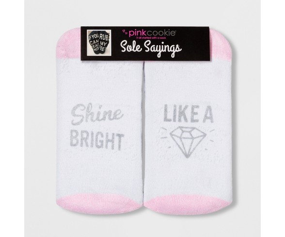 Women's "Shine Bright Like A Diamond" Terry Socks - White One Size