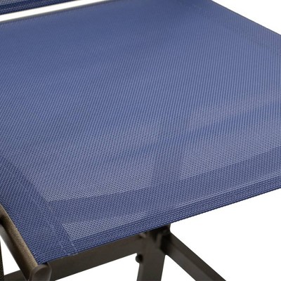 Elegant Navy Blue Textilene Outdoor Counter-Height Bar Stools