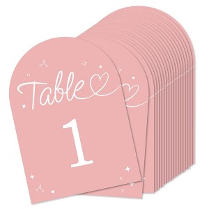 Big Dot of Happiness Wedding Hearts Pink Table Numbers Centerpieces, Double-Sided 5 x 7 inches Cards, Table Numbers - 1-20 - 1 of 4