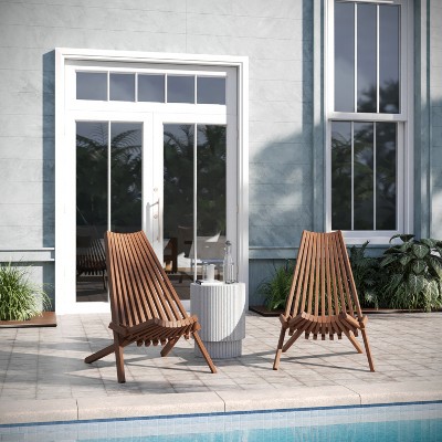 Brown Acacia Wood Armless Folding Lounge Chair for Indoor/Outdoor