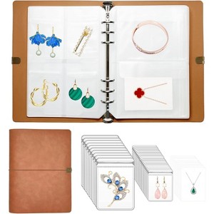 PU Leather Travel Jewelry Organizer Book, 70-Grid Anti-Drop Pockets with 70 Anti-Tarnish Bags for Rings, Bracelets - 1 of 4