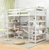 Tangkula Twin Size Loft Bed w/ Desk & Storage Stairs Solid Wood Loft Bed Frame w/Shelves - 3 of 4