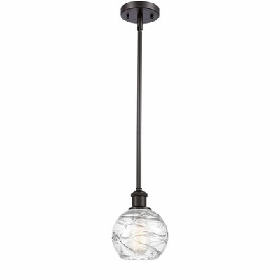 Athens Deco Swirl - 1 Light Stem Hung Mini Pendant In Industrial Style-8 Inches Tall and 6 Inches Wide
