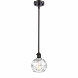 Athens Deco Swirl - 1 Light Stem Hung Mini Pendant In Industrial Style-8 Inches Tall and 6 Inches Wide - 1 of 1