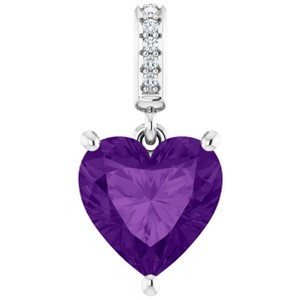 Pompeii3 9mm Amethyst Women's Heart Pendant in 14k Gold Solitaire Necklace 6mm Tall - 1 of 4