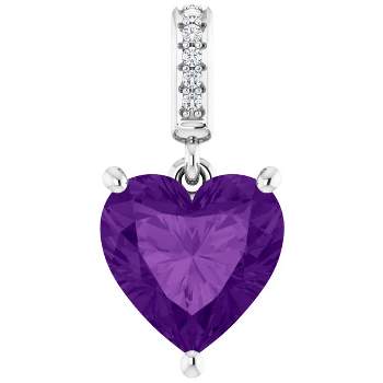 Pompeii3 9mm Amethyst Women's Heart Pendant in 14k Gold Solitaire Necklace 6mm Tall
