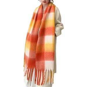 MSDC Winter Women Warm Scarf Long Shawl Large Scarves Cold Weather Thick Blanket Scarfs Colorful Plaid - 1 of 4