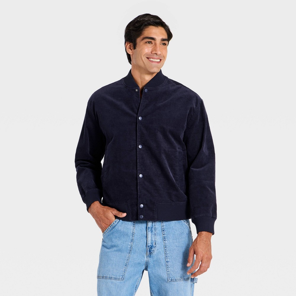 Men's Corduroy Bomber Jacket - Goodfellow & Co™ Navy Blue S
