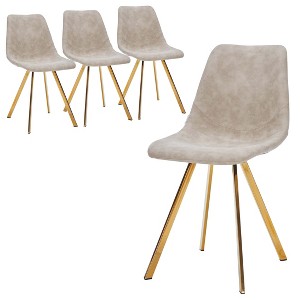LeisureMod Markley Dining Chair Modern Upholstered Leather with Gold Legs Set of 4 - 1 of 4