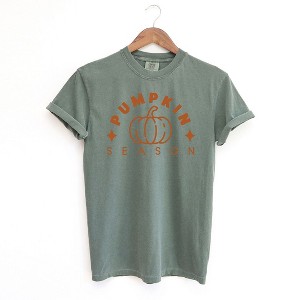 Simply Sage Market Women's Pumpkin Season Pumpkin Short Sleeve Garment Dyed Tee - 1 of 2