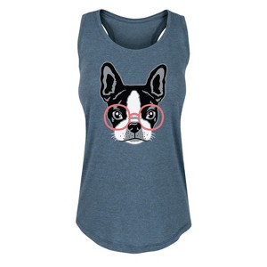 Women's - Instant Message - French Bulldog With Glasses Graphic Racerback Tank - 1 of 4