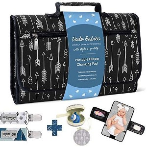 Portable Diaper Changing Pad Set - with Memory Foam Head Pillow and Zip Storage Plus 2 Pacifier Clips and Pacifier Case - 1 of 4