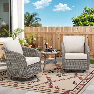 Buenhomino Outdoor Wicker Furniture Set – Swivel Glide Chairs, Sofas, Ottomans & Tables, All-Weather PE Rattan with Cushions for Patio, Garden & Deck - 1 of 4