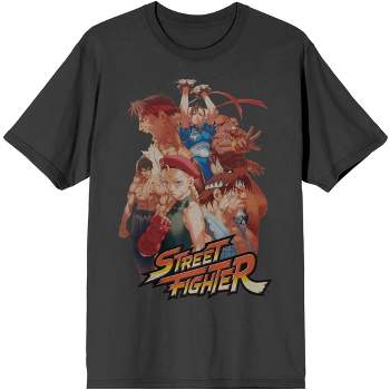 Street Fighter Characters Men's Charcoal Gray Tee