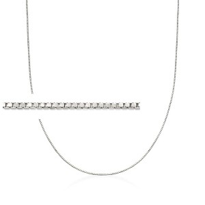 Ross-Simons Italian 1mm Sterling Silver Box-Chain Necklace - 1 of 3