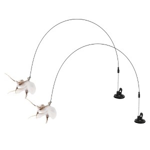 Unique Bargains Cat Teaser with Suction Cup and Bell Fluffy Plume Teasing Sticks - 1 of 4