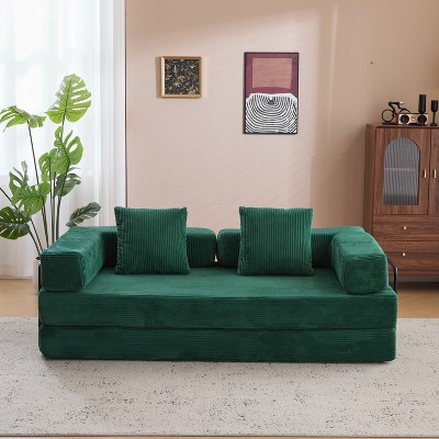 COMHOMA Floor Couch, Compression Sofa, Convertible Floor Sofa Bed with Pillow Back Support Armrest, for Living Room, Bedroom