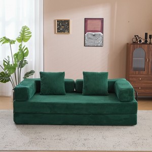 COMHOMA Floor Couch, Compression Sofa, Convertible Floor Sofa Bed with Pillow Back Support Armrest, for Living Room, Bedroom - 1 of 4