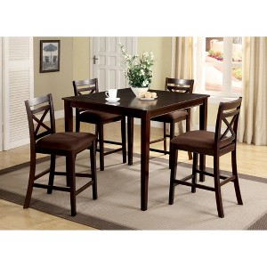5-Piece Counter Height Dining Set with Square Table and 4 Cross Back Chairs - 1 of 4