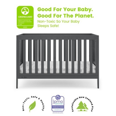 Charcoal Grey 4-in-1 Convertible Crib with Solid Panels