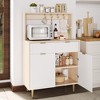 Garvee Sideboard Buffet Cabinet, Farmhouse Fluted Coffee Bar Cabinet with 2 Drawers, 4 Hooks and Adjustable Shelves for Kitchen, Dining Room - 4 of 4