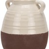 HomeRoots 14" Brown And Cream Ceramic Amphora Table Vase - 4 of 4