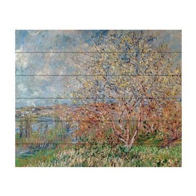 Claude Monet Spring Landscape 18x22 Wood Slat Wall Art