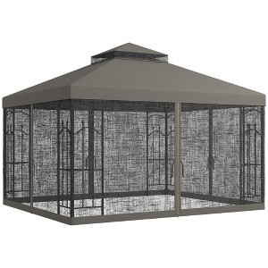 10x12 Gazebo with Shelves, Double Roof, and Netting for Outdoor Use, Perfect for Family Gatherings - 1 of 4
