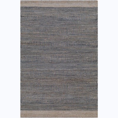 Mark & Day Cylinder 8'x10' Rectangle Woven Indoor Area Rugs Dark Blue/Light Gray: Rustic Jute, Stain-Resistant, Handmade
