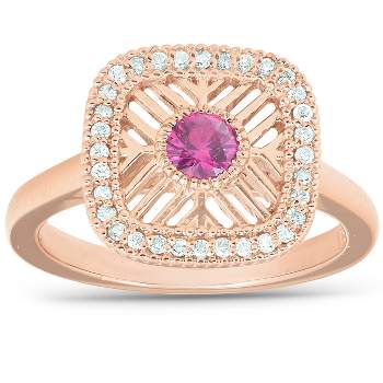 Pompeii3 1/2 Ct Diamond & Ruby Fashion Designer Ring 14k Rose Gold